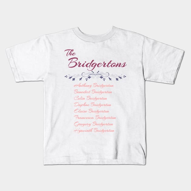 The Bridgerton Siblings Kids T-Shirt by ataurusinabookshop